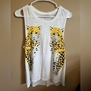 Express White Tank Top with Cheetahs